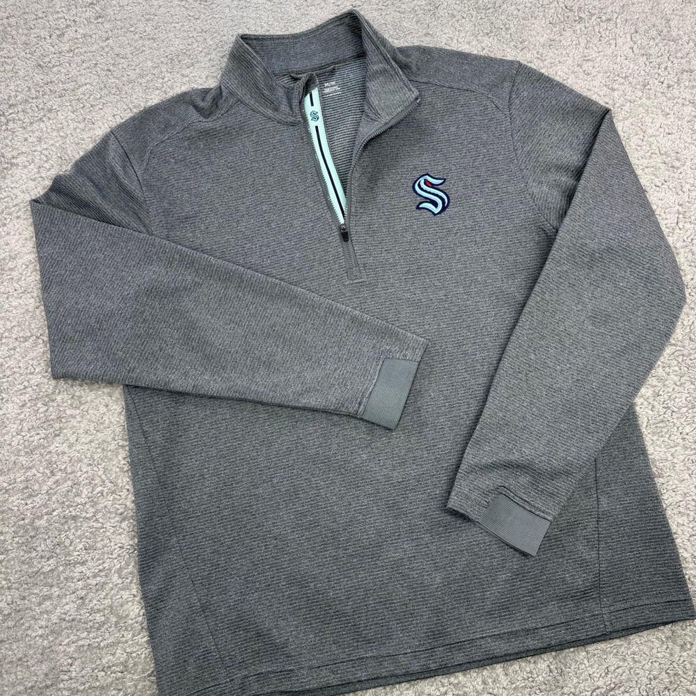 Levelwear Seattle Kraken NHL Mens Medium Gray Heather 1/4 Zip Pullover Sweater
